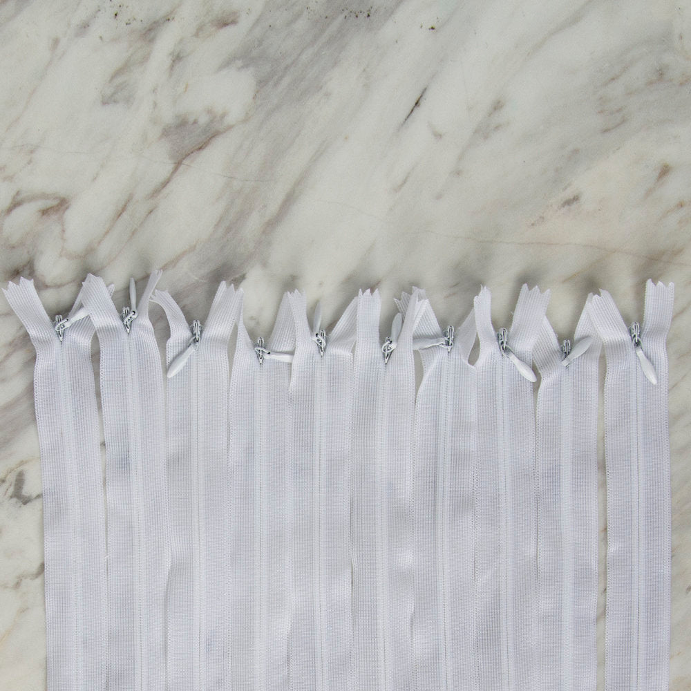 Loren 10 adet 50 Cm Beyaz Gizli Dipli Naylon Fermuar